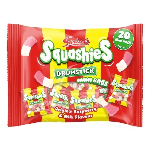 SWIZZELS ORIGINAL RASPBERRY & MILK DRUMSTICK SQUASHIES POUCH 280G