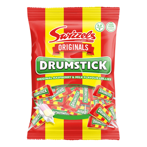 SWIZZELS DRUMSTICK ORIGINAL RASPBERRY & MILK FLAVOUR LOLLIES 120G