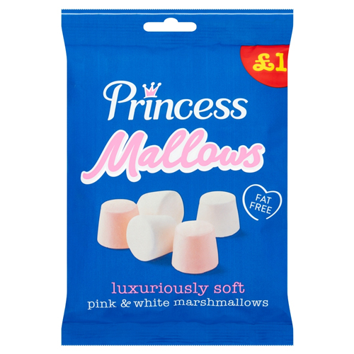 PRINCESS MALLOWS PINK & WHITE MARSHMALLOWS PMP £1.00 150G