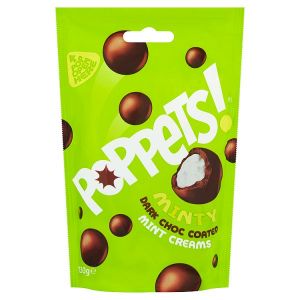 POPPETS MINTY DARK CHOCOLATE COATED MINT CREAMS 130G