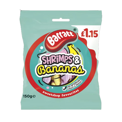 BARRATT SHRIMPS & BANANAS PMP £1.15 150G
