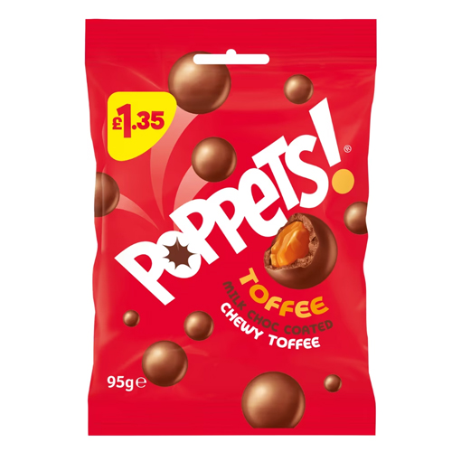 POPPETS MILK CHOCOLATE TOFFEE BAG PMP £1.35 95G