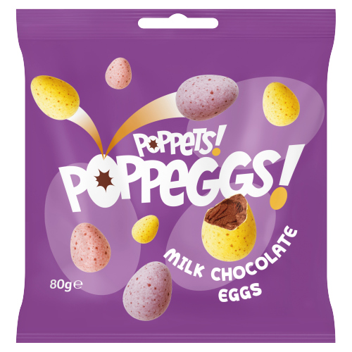 POPPETS POPPEGGS MILK CHOCOLATE EGGS 80G