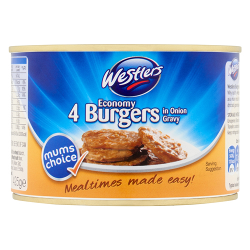 WESTLERS HAMBURGERS IN ONION GRAVY 425G