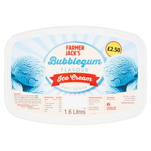 FARMER JACK'S BUBBLEGUM SOFT SCOOP PMP £2.50 1.6L