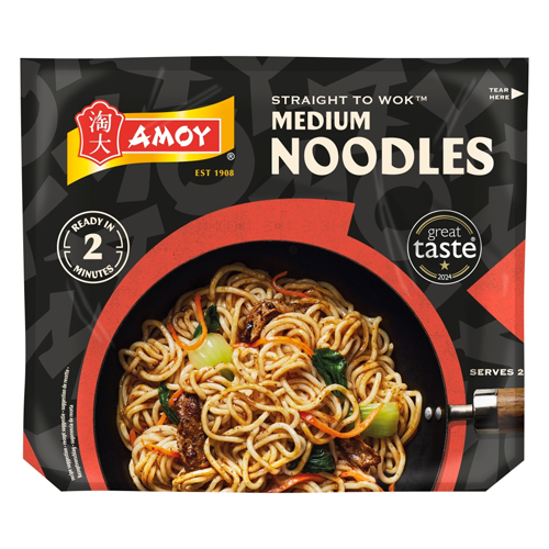 AMOY STRAIGHT TO WOK MEDIUM NOODLES 2PK 300G