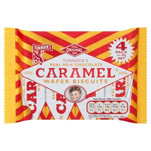 TUNNOCKS CHOCOLATE CARAMEL WAFERS 4PK 30G