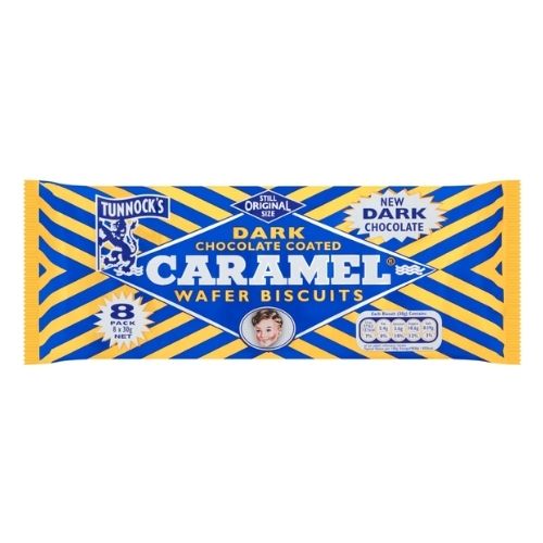 TUNNOCKS DARK CHOCOLATE CARAMEL WAFERS 240G