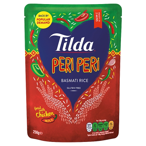 TILDA STEAMED PERI PERI RICE 250G
