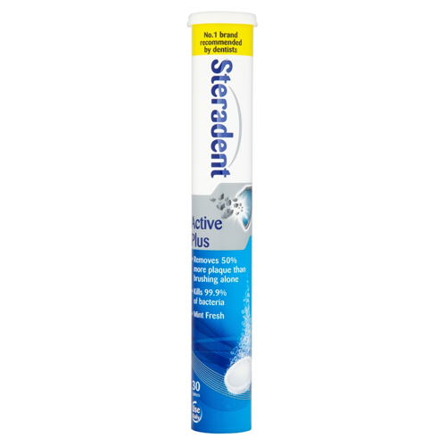 STERADENT ACTIVE PLUS DENTURE CLEANER MENTHOL TABS 30S