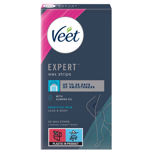 VEET EXPERT WAX STRIPS LEGS SENSITIVE 6X 20S