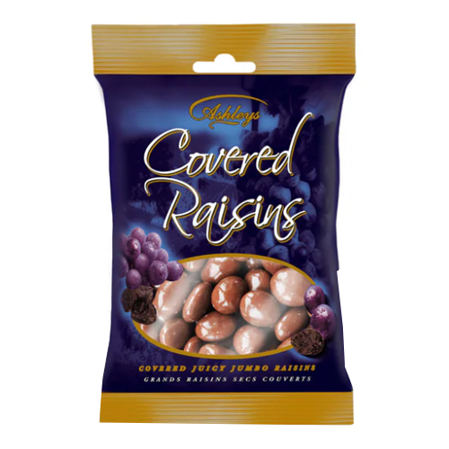ASHLEYS COVERED RAISIN BAGS 200G