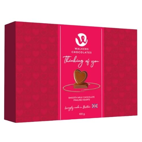 WALKERS MILK CHOCOLATE PRALINE HEARTS 100G