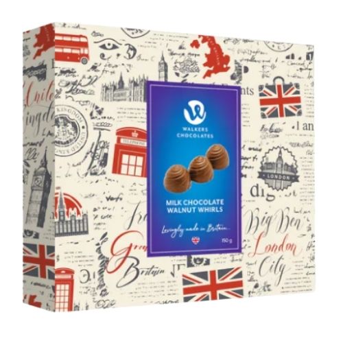 WALKERS MILK CHOCOLATE WALNUT WHIRLS 150G