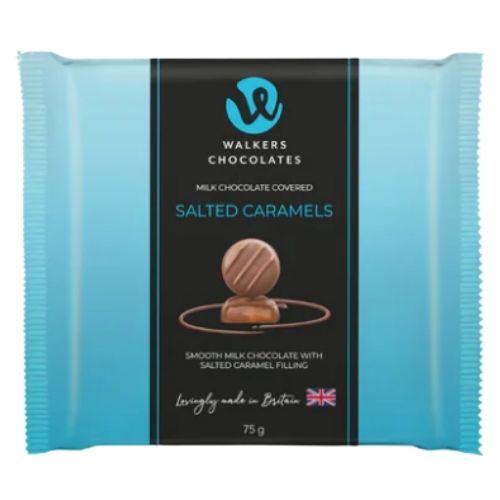WALKERS MILK CHOCOLATE SALTED CARAMELS FLOW WRAP 75G
