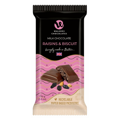 WALKERS MILK CHOCOLATE RAISIN & BISCUIT BAR 100G