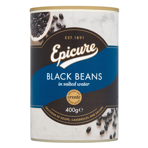 EPICURE BLACK BEANS IN SALTED WATER 400G