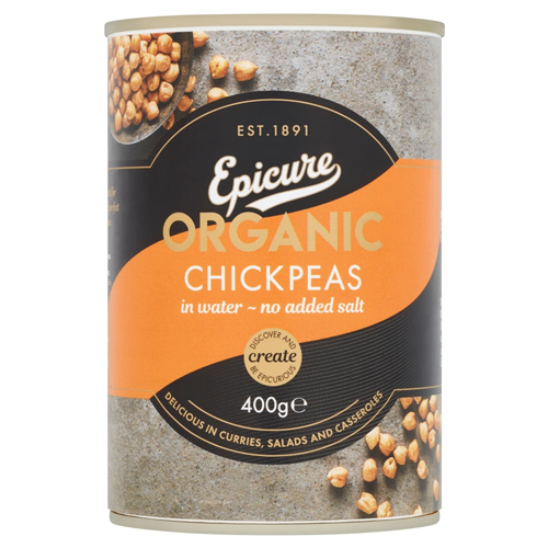 EPICURE ORGANIC CHICK PEAS IN WATER 400G