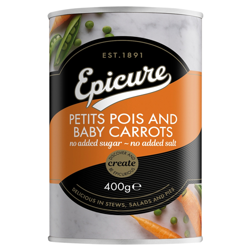EPICURE PETIT POIS & BABY CARROTS IN WATER 400G