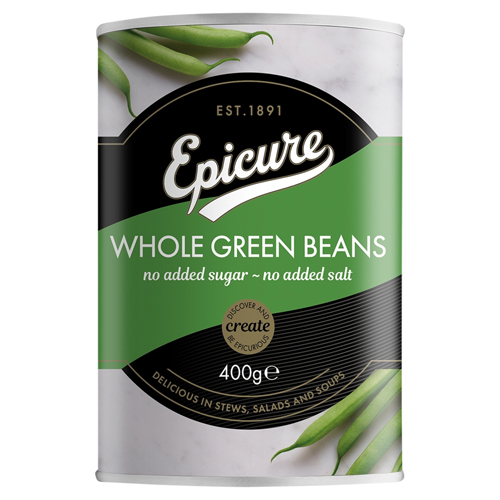 EPICURE WHOLE GREEN BEANS IN WATER 400G