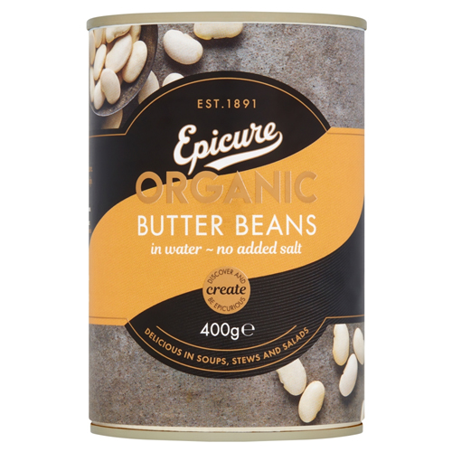 EPICURE ORGANIC BUTTER BEANS IN WATER 400G