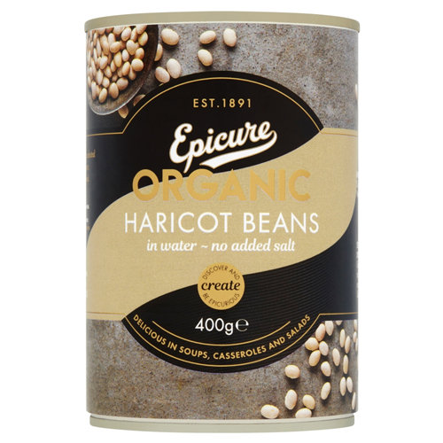 EPICURE ORGANIC HARICOT BEANS IN WATER 400G