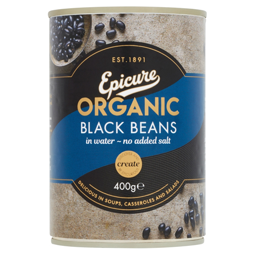 EPICURE ORGANIC BLACK BEANS IN WATER 400G