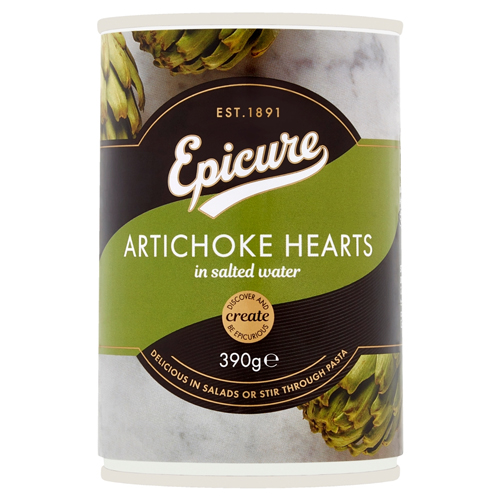EPICURE ARTICHOKE HEARTS IN SALT WATER 390G