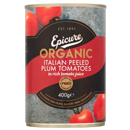 EPICURE ORGANIC PEELED PLUM ITALIAN TOMATOES 400G