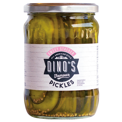 DINO'S FAMOUS SWEET STACKER PICKLES 530G