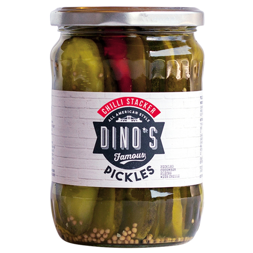 DINO'S FAMOUS CHILLI STACKER PICKLES 530G