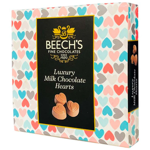 BEECHS LUXURY MILK CHOCOLATE PRALINE HEARTS BAR 65G