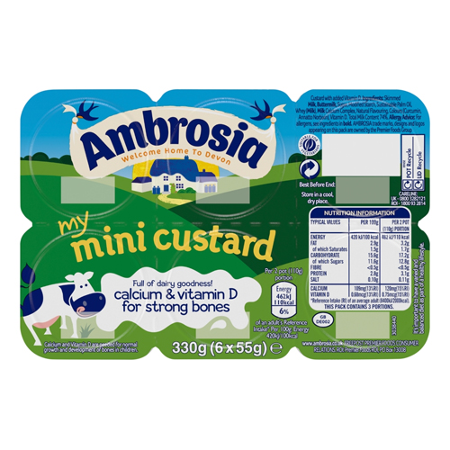 AMBROSIA CUSTARD MINI POTS 6 X 55G (330G)
