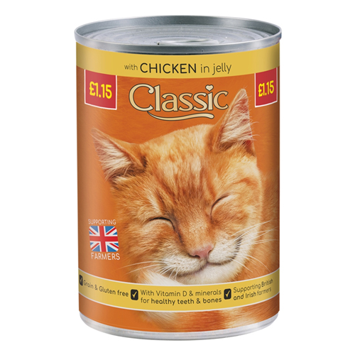 BUTCHERS CLASSIC WITH CHICKEN IN JELLY PMP £1.15 CAN 400G