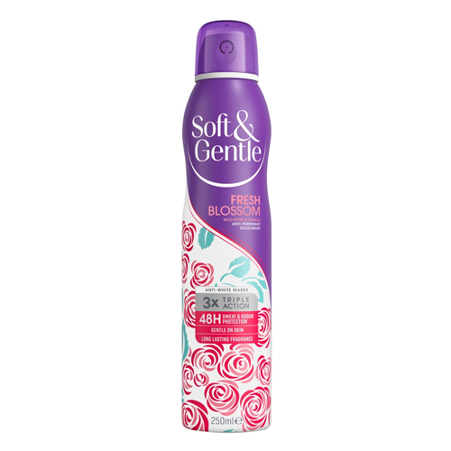 SOFT & GENTLE FRESH BLOSSOM WILD ROSE & VANILLA ANTI-PERSPIRANT DEODORANT 250ML