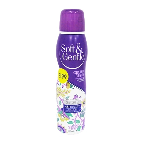 SOFT & GENTLE ORCHID DESIRE SPRAY PMP £1.99 150ML