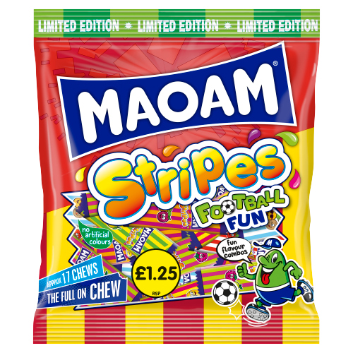 MAOAM STRIPES FOOTBALL FUN PMP £1.25 140G