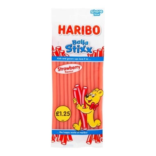 HARIBO BALLA STIXX STRAWBERRY BAG PMP £1.25 140G
