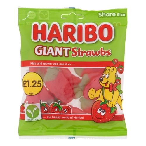 HARIBO GIANT STRAWBS BAG PMP £1.25 140G