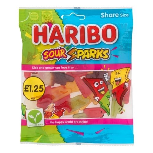 HARIBO SOUR SPARKS BAG PMP £1.25 140G