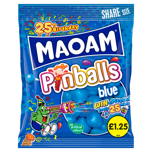 MAOAM PINBALLS BLUE RASPBERRY BAG PMP £1.25 140G