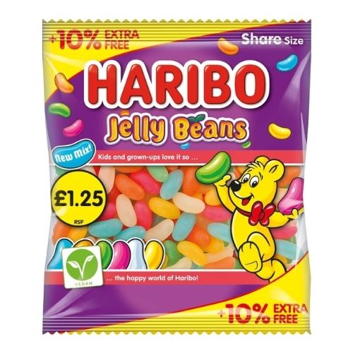 HARIBO JELLY BEANS +10% EXTRA FREE BAG PMP £1.25 154G