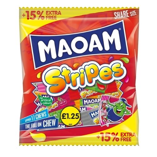 MAOAM STRIPES +15% EXTRA FREE BAG PMP £1.25 161G