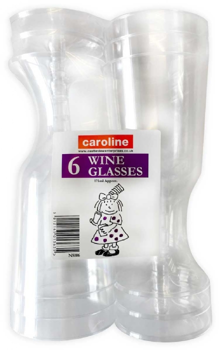 CAROLINE PLASTIC WINE GLASSES 6PACK