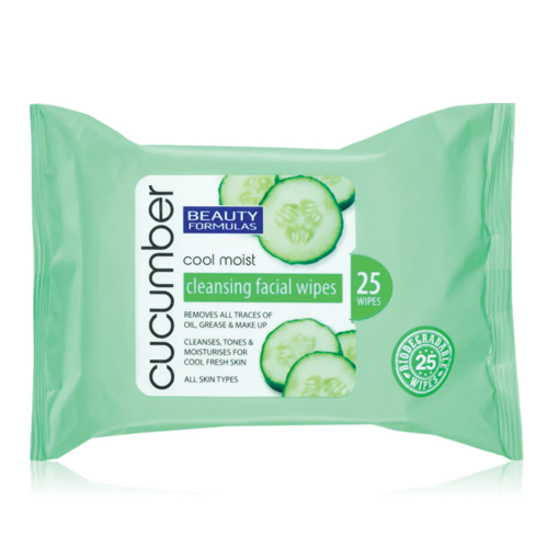 BEAUTY FORMULAS CUCUMBER EXTRACT BIODEGRADABLE FACIAL WIPES 25S