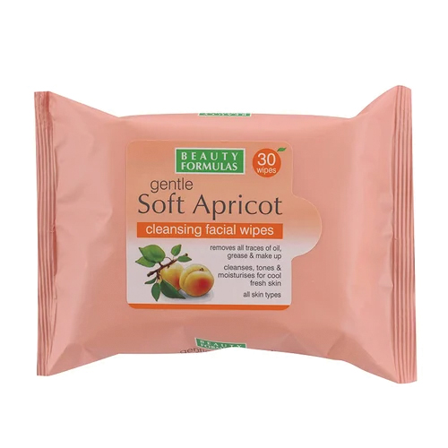 BEAUTY FORMULAS APRICOT EXTRACT BIODEGRADABLE FACIAL WIPES 25S