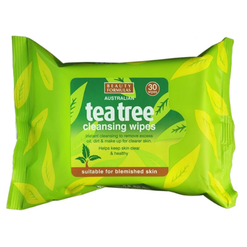 BEAUTY FORMULAS TEA TREE BIODEGRADABLE CLEANSING WIPES 25S