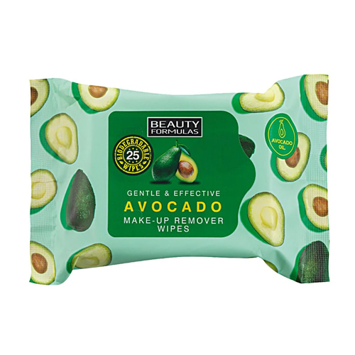 BEAUTY FORMULAS AVOCADO BIODEGRADABLE MAKEUP REMOVER WIPES 25S