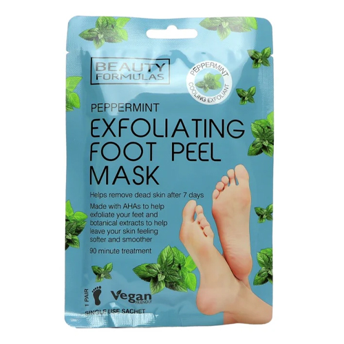 BEAUTY FORMULAS PEPPERMINT FOOT PEEL MASK 1 PAIR