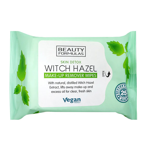 BEAUTY FORMULAS WITCH HAZEL BIODEGRADABLE MAKEUP REMOVER WIPES 25S